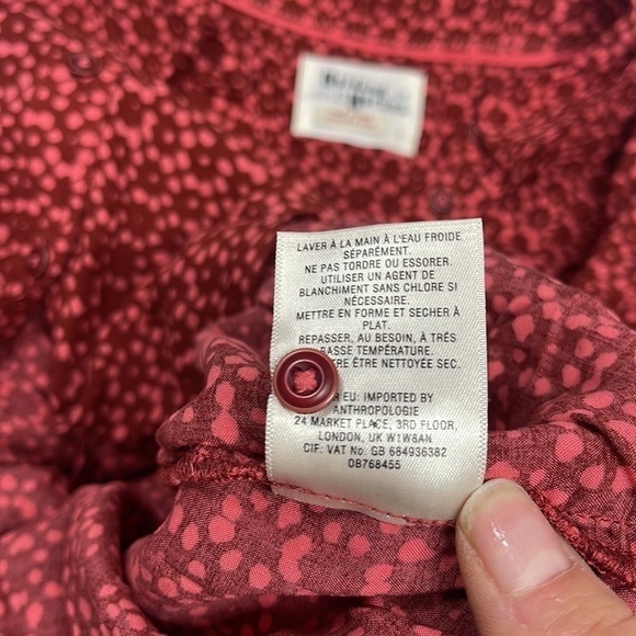 Holding Horses Anthropologie Sammie Long Sleeve Printed Button Front Blouse 2 - Picture 8 of 10